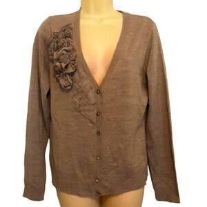 New York & Company Tan Cardigan Sweater Woman's Size Large Y2K
